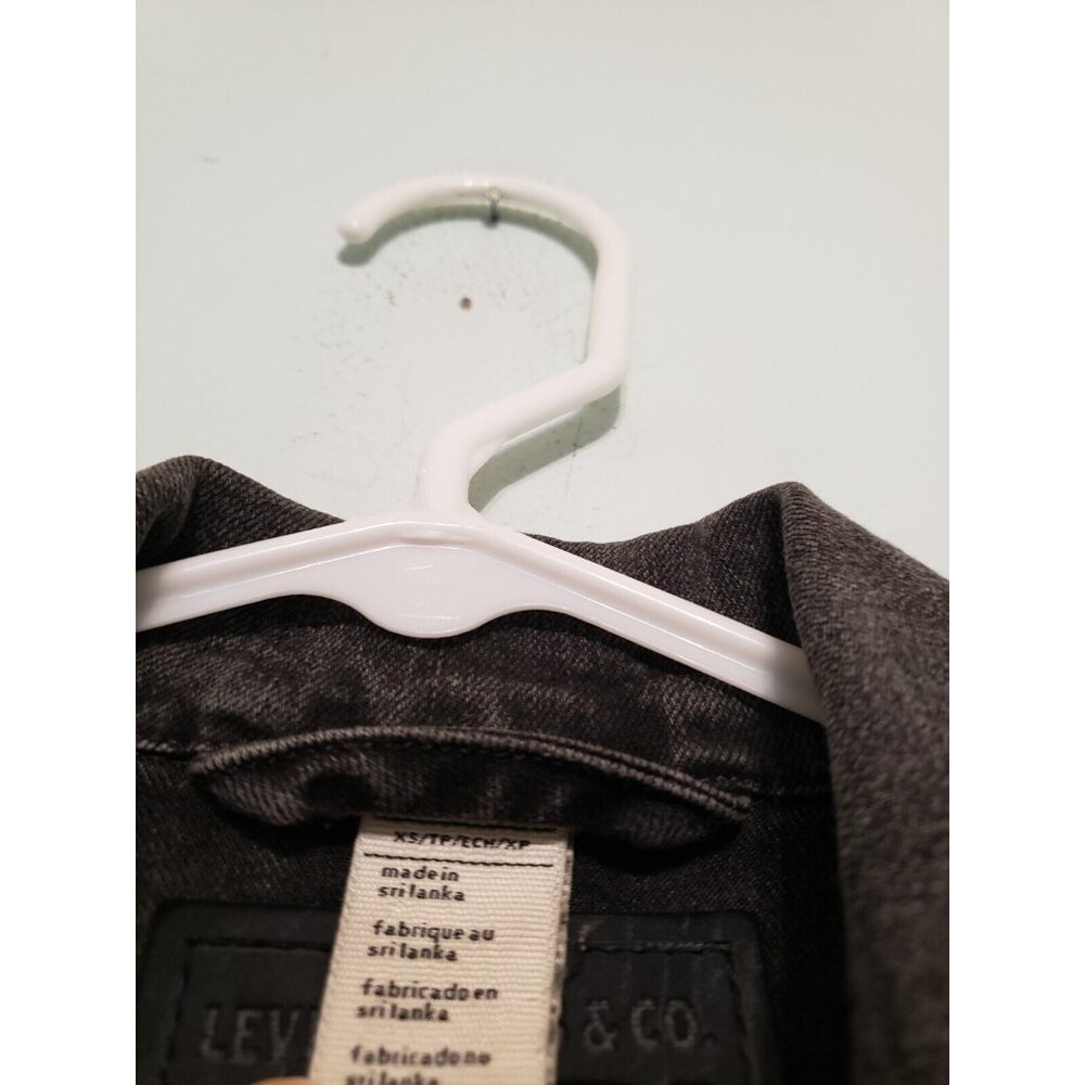 Levi Strauss Juniors XS Denim Jacket Black Charcoal Button Front Cropped Stretch - Picture 6 of 6